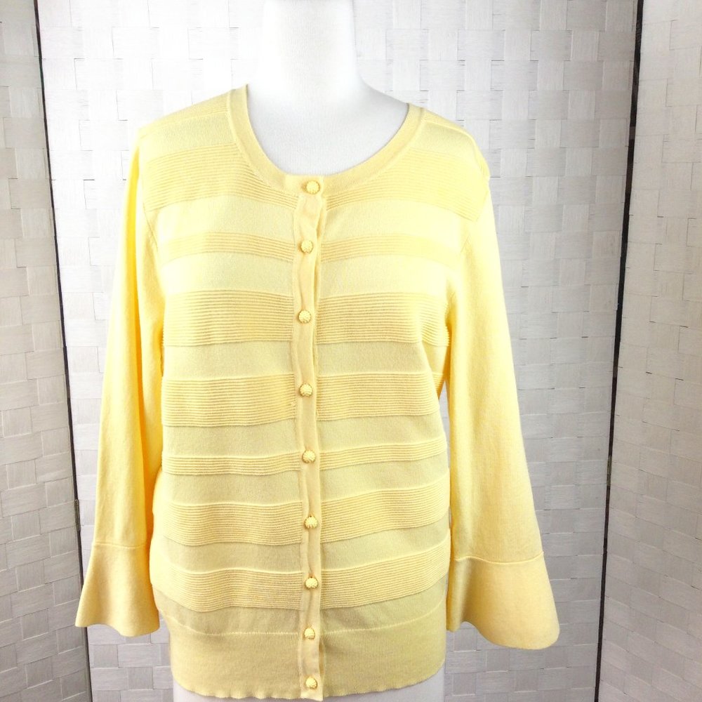 Charter Club Yellow Cardigan‎ Bell Sleeves, Size M